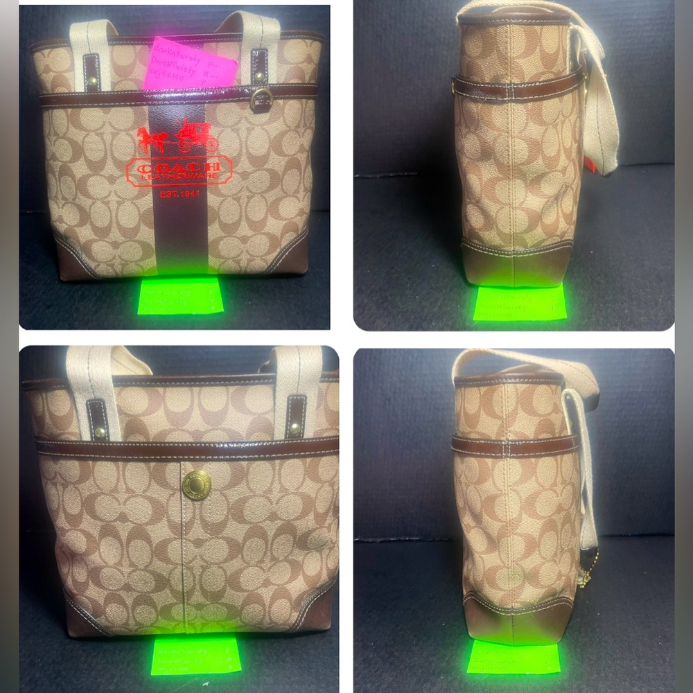 Coach Signature Heritage Stage Coach Carriage Tote FABULOUS - Picture 12 of 17